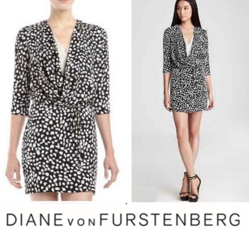 Diane Von Furstenberg Rachel Black and White Sheath Mini Dress - Picture 9 of 9